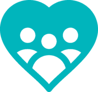 An icon of three figures surrounded by a heart